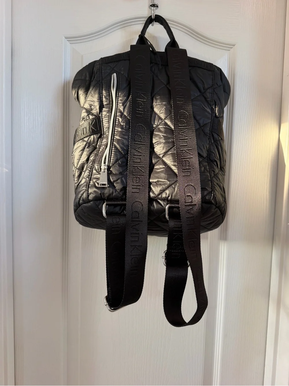 Calvin Klein Quilted Black Nylon Backpack with Branded Straps